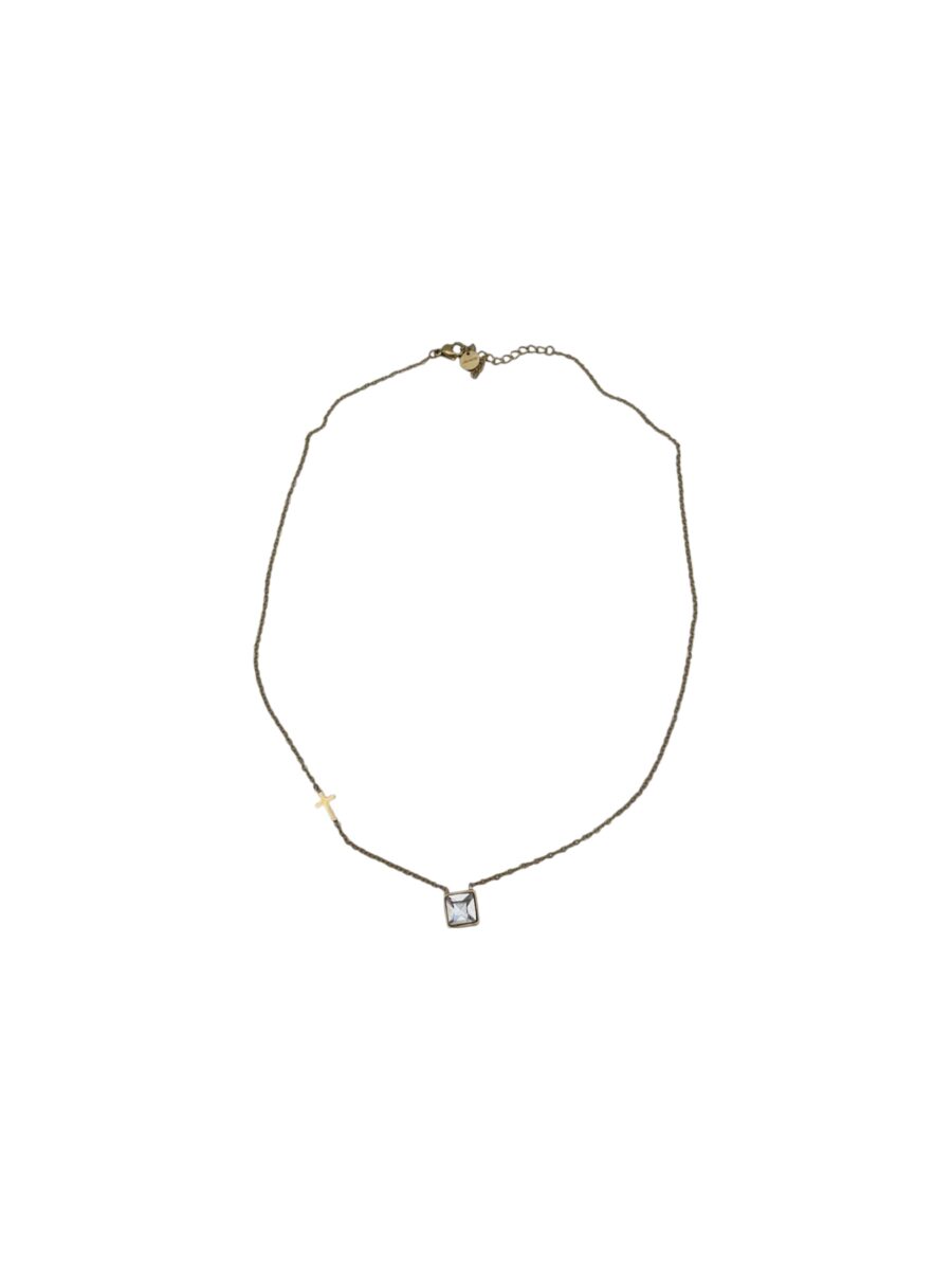 Collana gemma quadrata gold