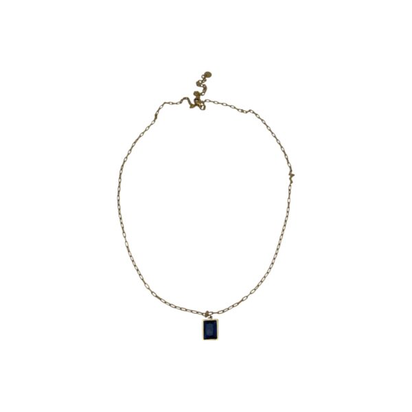 Collana gold con gemma quadrata blu