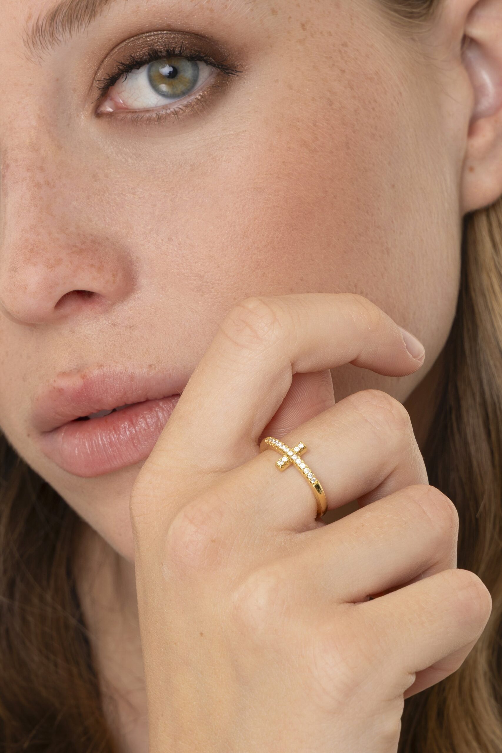 Anello croce pavé - immagine 2